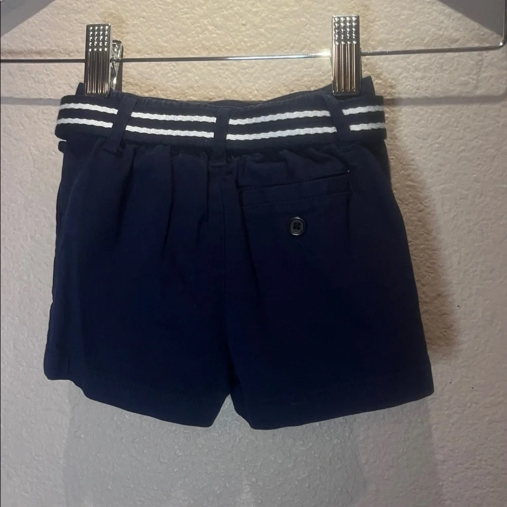 Ralph Lauren Baby Boy’s Navy Blue Twill Shorts & Matching Belt 6 Months Preppy